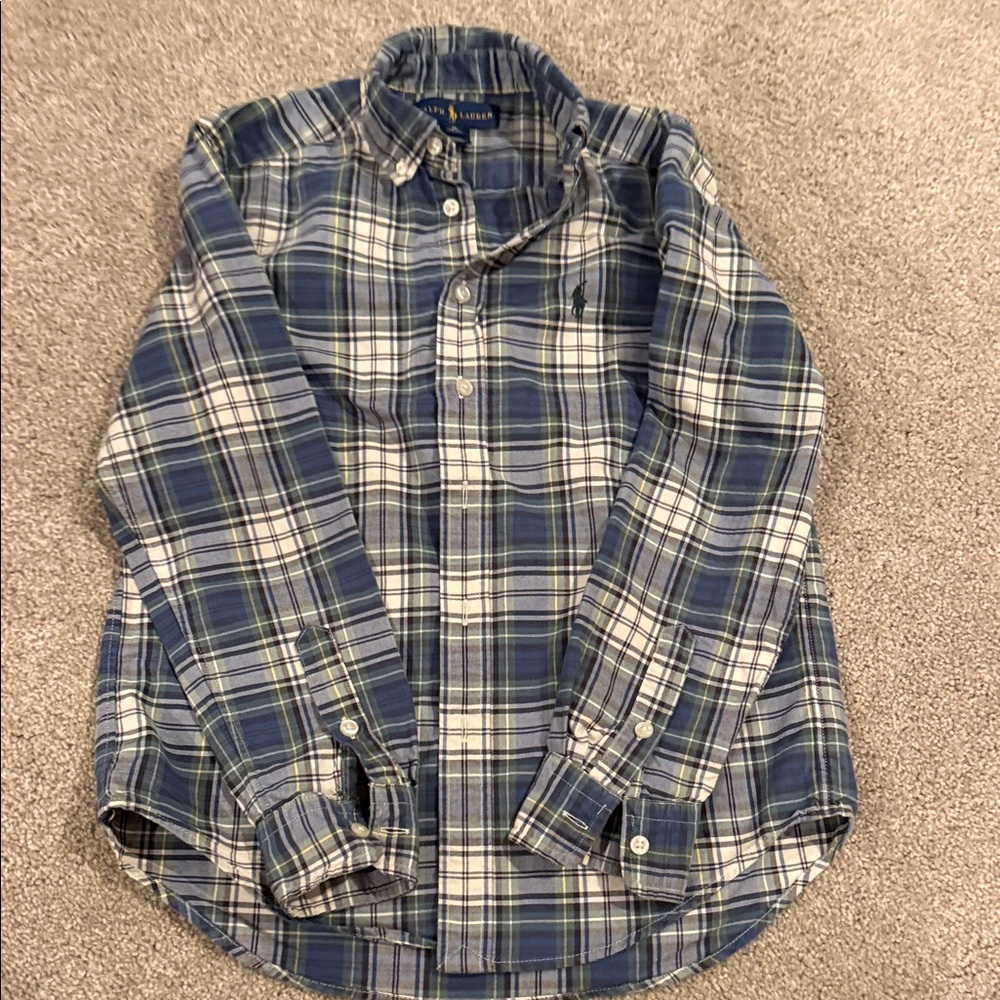 Polo by Ralph Lauren Boys Navy and White Plaid Shirt size M (10-12) like new